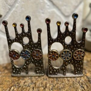 Abada Vintage Judaica Brass Bookends in VGUC Made in Israel